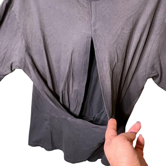 Current/Elliott Shirt Womens 0 Washed Gray The Draped Tee Made USA Twist Front - Picture 10 of 13